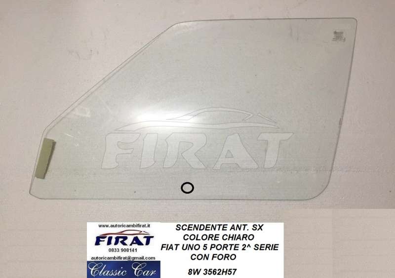 VETRO SCENDENTE FIAT UNO 5 PORTE 2^ SERIE ANT.SX CHIARO